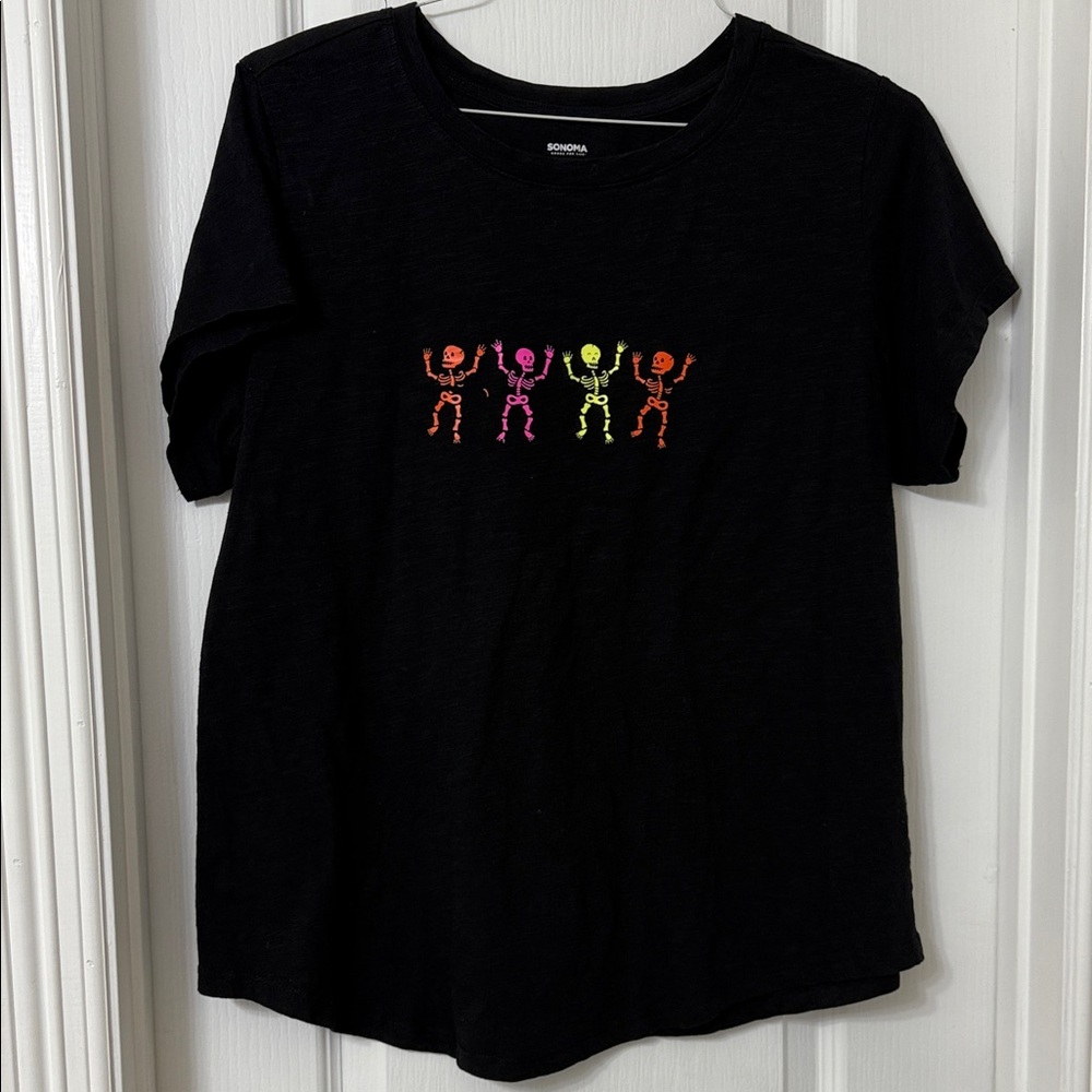 Sonoma the everyday tee black skeleton dancing Halloween T-shirt size 0X